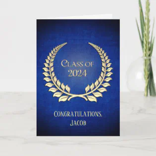 2024 Gold Graduation Laurel Wreath   Card