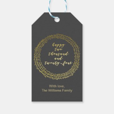 2024 Gold Script Typography & Wreath Personalized