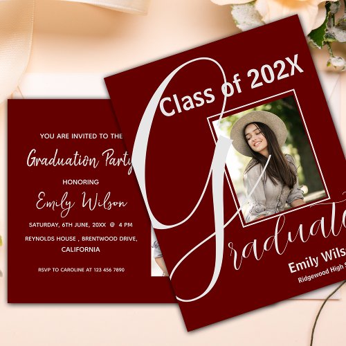 2024 GRAD 2 Photo Graduation Party Invitation Postcard