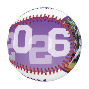 2024 GRAD Athlete Purple Photo Graduation Keepsake Baseball