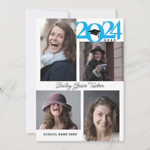 2024 GRAD Modern 5_Photo Collage Blue Graduation Announcement