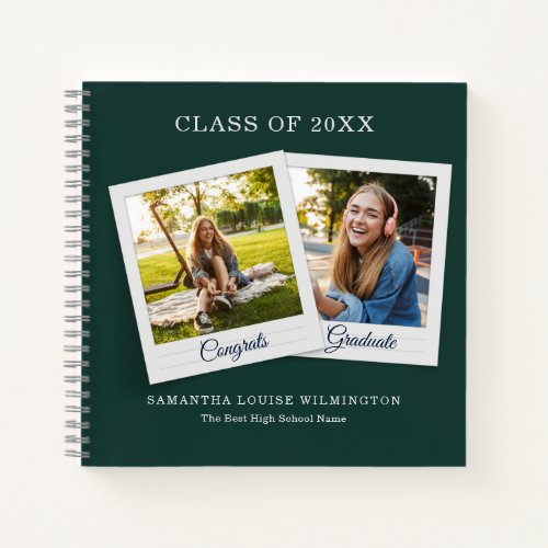 2024 Grad Photo Script Graduation Green Guest Book
