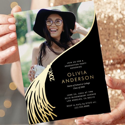 2024 Grad Tassel Photo Graduation Party Foil Invitation