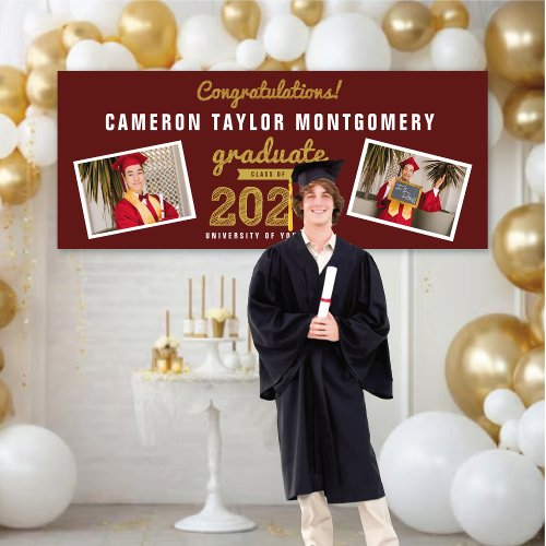 2024 Graduate Bold Sketch 2 Photo Graduation Party Banner