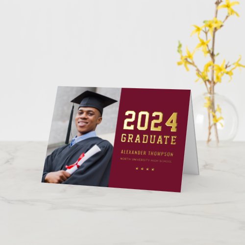2024 Graduate Custom Gold Graduation Thank You Foil Greeting Card