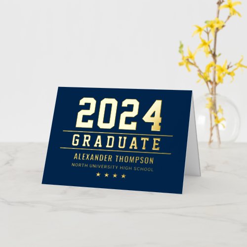 2024 Graduate Custom Gold Graduation Thank You Foil Greeting Card