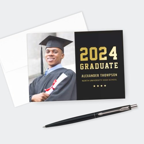 2024 Graduate Custom Gold Graduation Thank You Foil Greeting Card