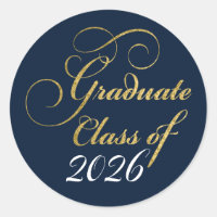 2024 Graduate Elegant Gold Blue Party Thanks