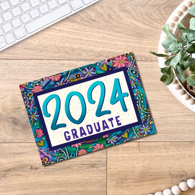 2024 Graduate Fun Floral Unique Girly Graduation Card (Creator Uploaded)