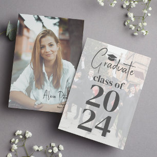 2024 Graduate script photo modern graduation Announcement