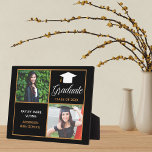 2024 Graduate Senior Photo Black Gold Graduation Plaque<br><div class="desc">An elegant custom photograph graduation plaque in chic black and gold for a high school, college, or university from the class of 2024. Customize with your school name and graduating class under the lovely calligraphy for a great personalized gift with your senior portrait. A beautiful keepsake for parents or grandparents....</div>