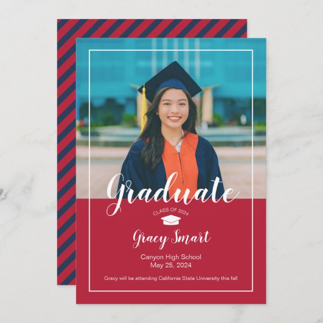 2024 Graduation Announcement - School Colors (Front/Back)
