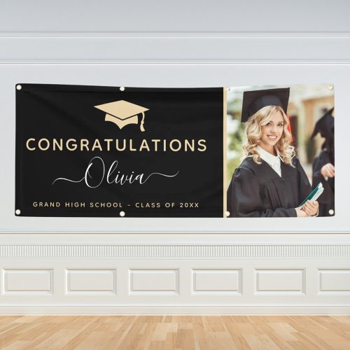 2024 Graduation Black Gold High School College Banner