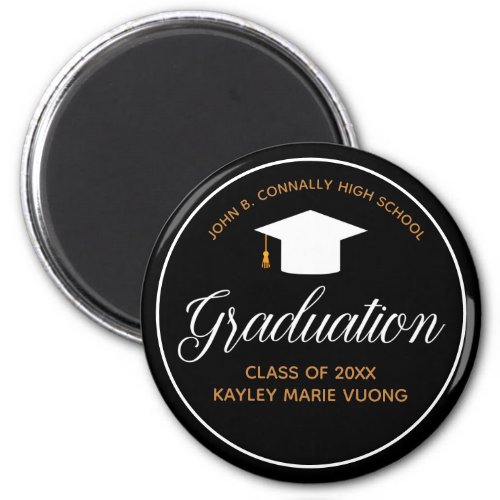 2024 Graduation Black Gold Personalized Graduate Magnet