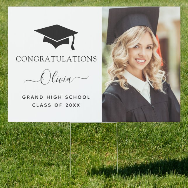 2024 Graduation Black White High School College Sign (Insitu)