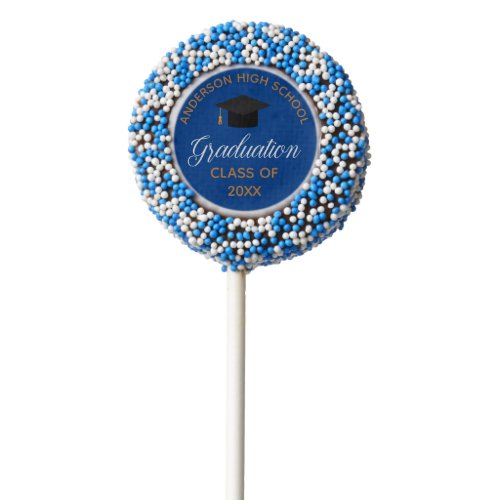 2024 Graduation Blue Custom High School Party Chocolate Covered Oreo Pop