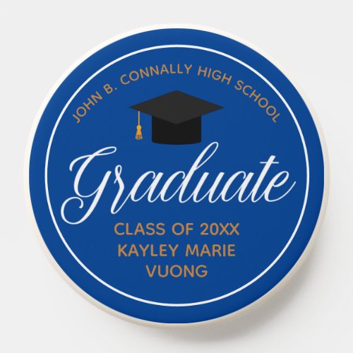 2024 Graduation Blue Gold Custom High School Name PopSocket