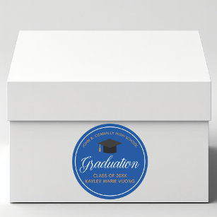 2024 Graduation Blue Gold Custom School Graduate Classic Round Sticker
