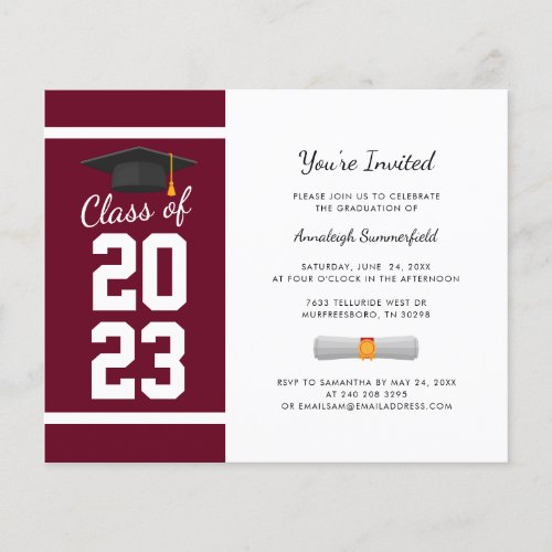 2024 Graduation Burgundy Grad Party Invitation