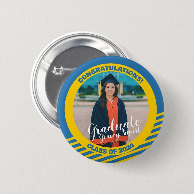 2024 Graduation Button - Blue/Gold (Front & Back)