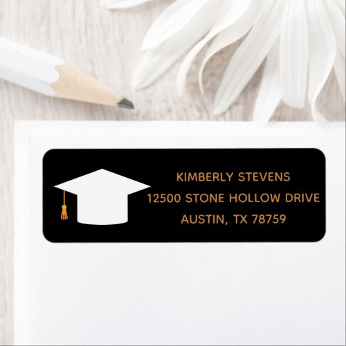 2024 Graduation Chic Black Gold Return Address Label