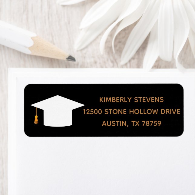 2024 Graduation Chic Black Gold Return Address Label (Insitu)