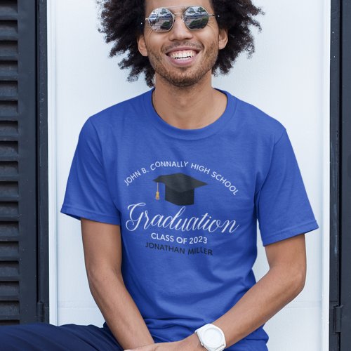 2024 Graduation Custom High School Senior Blue T_Shirt