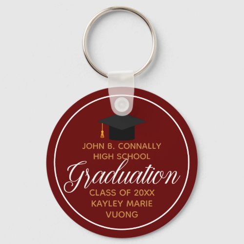 2024 Graduation Maroon Gold Customizable Graduate Keychain