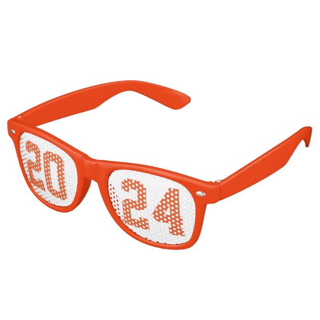 2024 Graduation Party Cool Orange Varsity Retro Sunglasses (Angled)