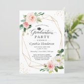 2024 Graduation Party Girly Blush Pink Floral Invitation (Standing Front)