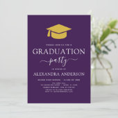 2024 Graduation Party Photo Picture Purple Gold Invitation (Standing Front)