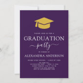 2024 Graduation Party Photo Picture Purple Gold Invitation (Front)