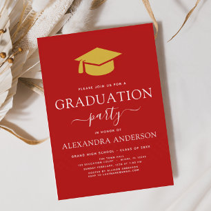 2024 Graduation Party Red Gold Color Option Invitation