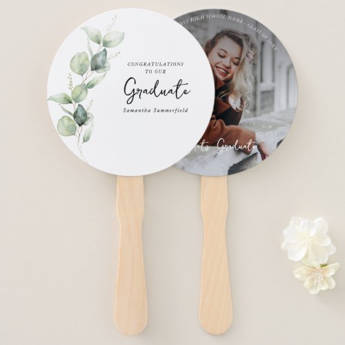 2024 Graduation Photo Eucalyptus Graduate Hand Fan