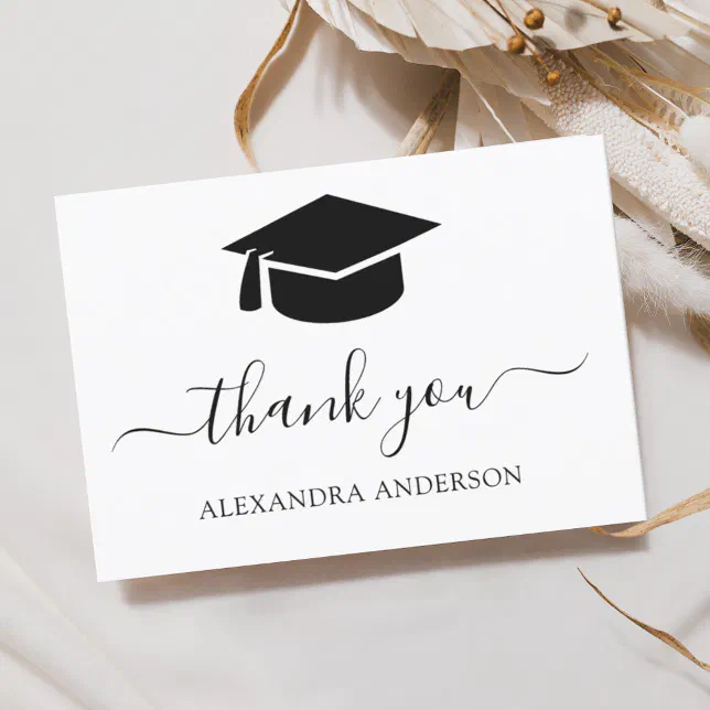2024 Graduation Thank You Black White Card | Zazzle