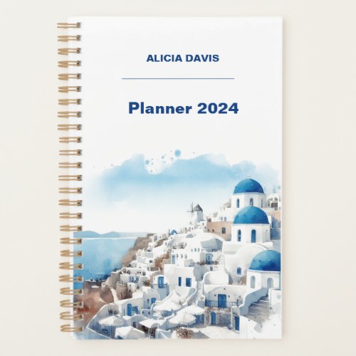 2024 Greece Myconos watercolor Undated  your name Planner