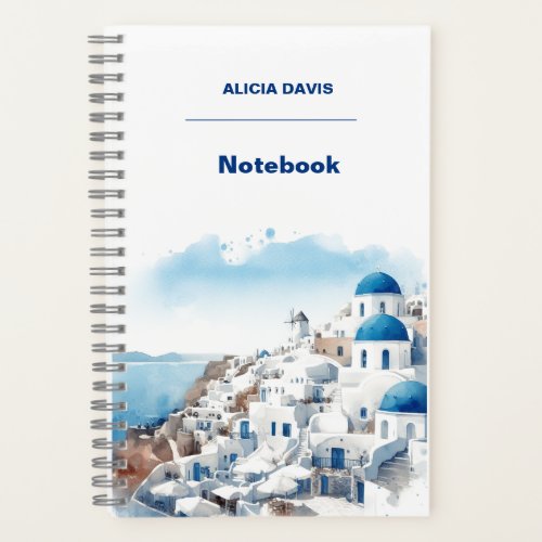 2024 Greece Myconos watercolor  your name Notebook
