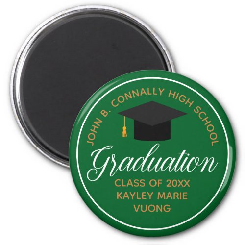 2024 Green Gold Graduation Custom Keepsake Magnet