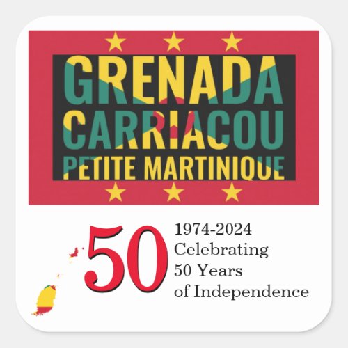 2024 GRENADA 50th Anniversary Independence Square Sticker