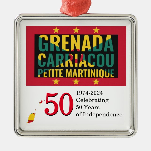 2024 GRENADIAN 50th Anniversary Independence Metal Ornament (Front)