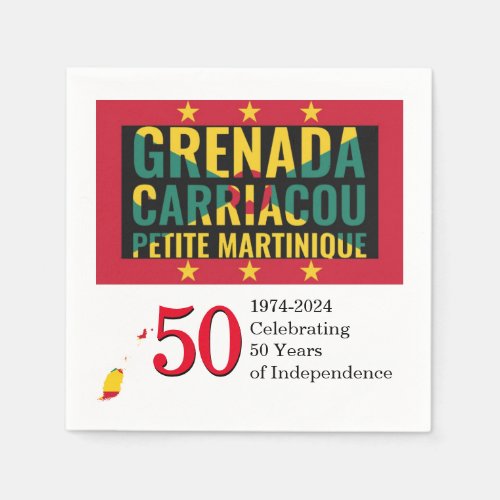 2024 GRENADIAN 50th Anniversary Independence Paper Napkins