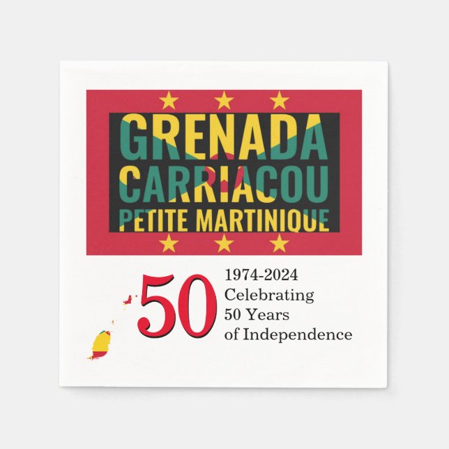 2024 GRENADIAN 50th Anniversary Independence Paper Napkins (Front)