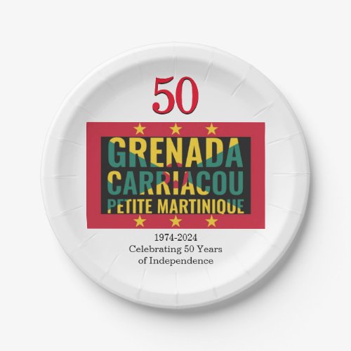2024 GRENADIAN 50th Anniversary Independence Paper Plates