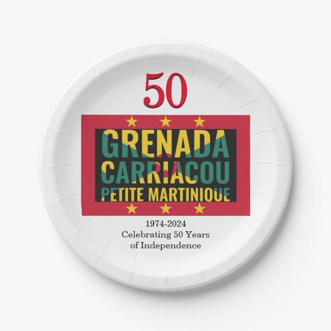 2024 GRENADIAN 50th Anniversary Independence Paper Plates (Front)
