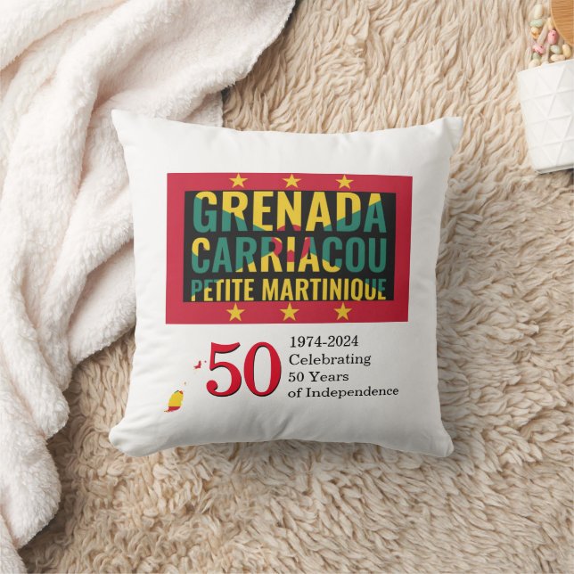 2024 GRENADIAN 50th Anniversary Independence Throw Pillow (Blanket)