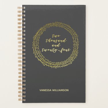 2024 - Grey w. Gold Script Typography & Wreath 