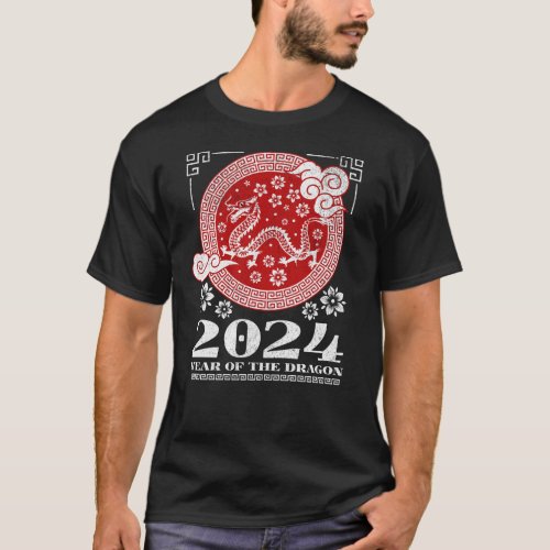 2024 Grunge Dragon Chinese New Year T_Shirt