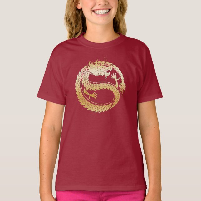 2024 Happy Chinese Lunar New Year Gold DRAGON Kids T-Shirt (Front)