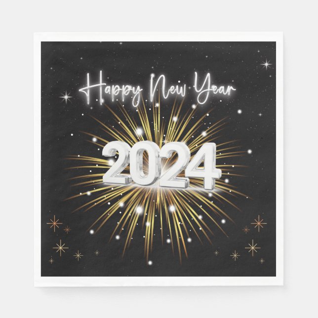 2024 Happy New Year Dinner Napkins (Front)