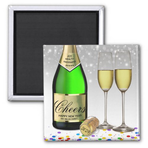2024 Happy New Year Sparkling Wine Bottle Magnet